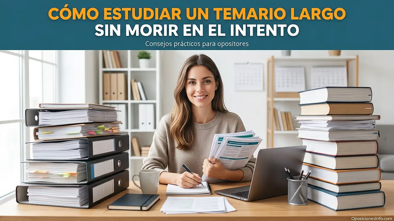 Cómo estudiar un temario largo de oposiciones sin morir en el intento (Guía 2026)